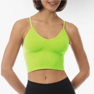 Design by Olivia Seamless Padded Workout Sports Bra Cami Cropped Yoga Tank Neon